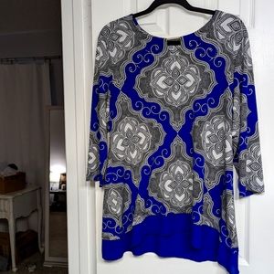 Blue and White Blouse